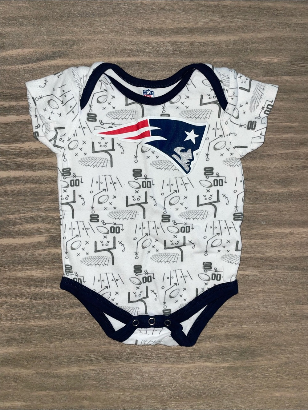 NFL New England Patriots White & Navy Baby Bodysuit with Red Accent